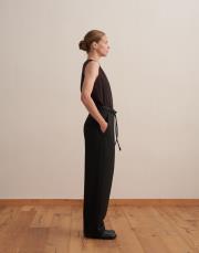 pileli wide leg pantolon siyah 2