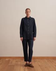 dikiş detaylı denim pantolon mavi