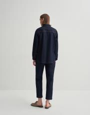 dikiş detaylı denim gömlek mavi 6