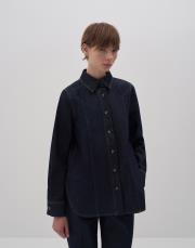 dikiş detaylı denim gömlek mavi 8