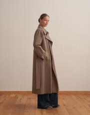 geniş yakalı koton trençkot açık haki 2