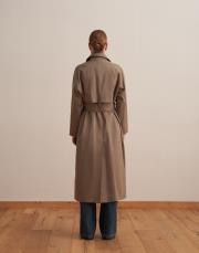 geniş yakalı koton trençkot açık haki 3