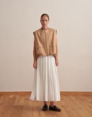 fermuar kapamalı volanlı yelek camel