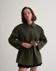 organik koton trençkot koyu haki 7