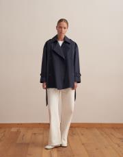 organik koton trençkot lacivert