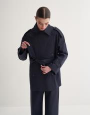 organik koton trençkot lacivert 6