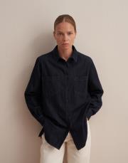 yırtmaç detaylı denim gömlek mavi 5