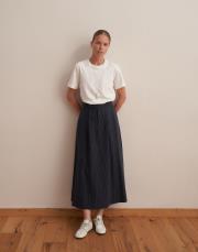 çizgili pileli etek lacivert