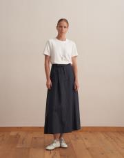 çizgili pileli etek lacivert 2