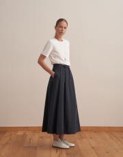 çizgili pileli etek lacivert 3