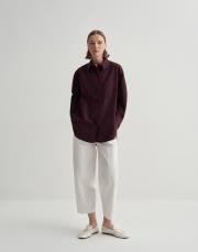 yırtmaç detaylı koton gömlek mürdüm