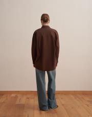 yırtmaç detaylı koton gömlek kahverengi 3