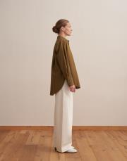 yırtmaç detaylı koton gömlek yeşil 2