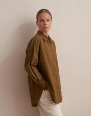 yırtmaç detaylı koton gömlek yeşil 4