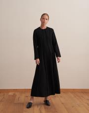 dikiş detaylı şık elbise siyah 4