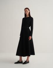 dikiş detaylı şık elbise siyah 6