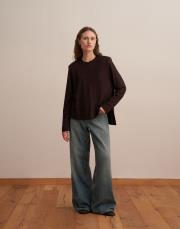 rayon karışımlı vatkalı bluz kahverengi