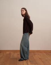 rayon karışımlı vatkalı bluz kahverengi 4