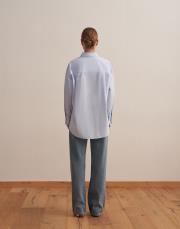 yırtmaç detaylı koton gömlek açık mavi 3