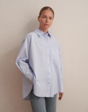 yırtmaç detaylı koton gömlek açık mavi 5