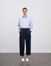 yırtmaç detaylı koton gömlek açık mavi 6