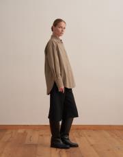 yırtmaç detaylı koton gömlek açık haki 3