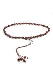 ahşap boncuklu örgü kemer kahverengi