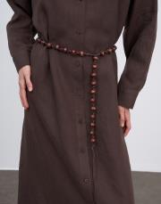 ahşap boncuklu örgü kemer kahverengi 3