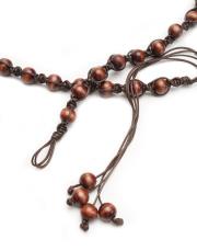 ahşap boncuklu örgü kemer kahverengi 6