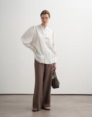 kol detaylı çizgili gömlek ekru 2