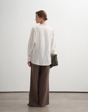 kol detaylı çizgili gömlek ekru 3