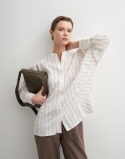 kol detaylı çizgili gömlek ekru 4