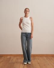 pamuklu halter yaka tişört beyaz