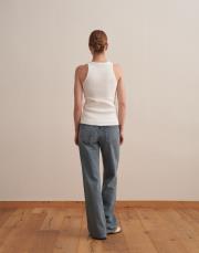 pamuklu halter yaka tişört beyaz 3