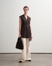 vegan keten kruvaze yelek kahverengi 2