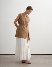 vegan keten kruvaze yelek camel 2