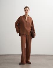 hakim yaka bluzlu takım kiremit