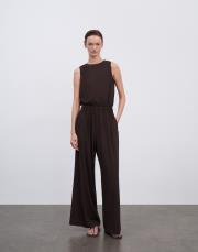 sırtı çapraz rayon tulum kahverengi