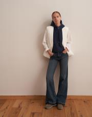 v yaka fermuarlı yelek ekru 5