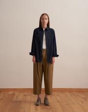 büzgülü pileli pantolon zeytin yeşili