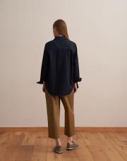 büzgülü pileli pantolon zeytin yeşili 3