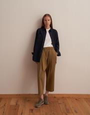 büzgülü pileli pantolon zeytin yeşili 4