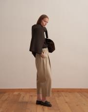 büzgülü pileli pantolon bej 2