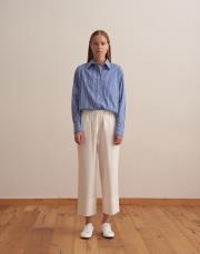 büzgülü pamuklu pantolon ekru