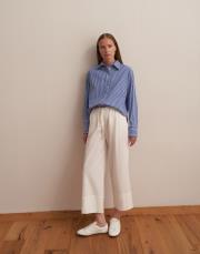 büzgülü pamuklu pantolon ekru 4