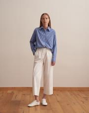 büzgülü pamuklu pantolon ekru 5