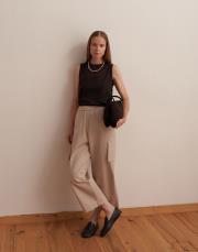 kargo cepli bol pantolon bej 8