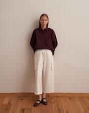 kargo cepli bol pantolon ekru 8