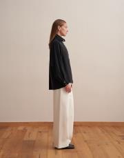 çıtçıt kapamalı dökümlü gömlek siyah 7