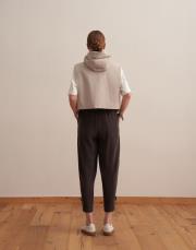 paçası ayarlanabilir ipeksi pantolon kahverengi 4